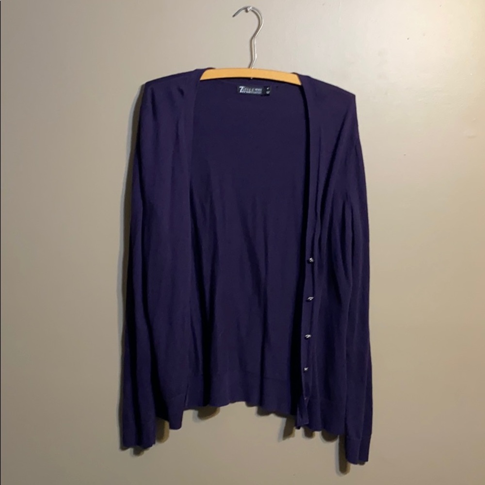 New York & Company Purple Long Sleeve Cardigan XL